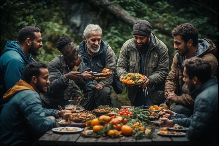 Diverse men in authentic connection through shared activities showing how modern brotherhood builds emotional resilience and reduces dangerous isolation.