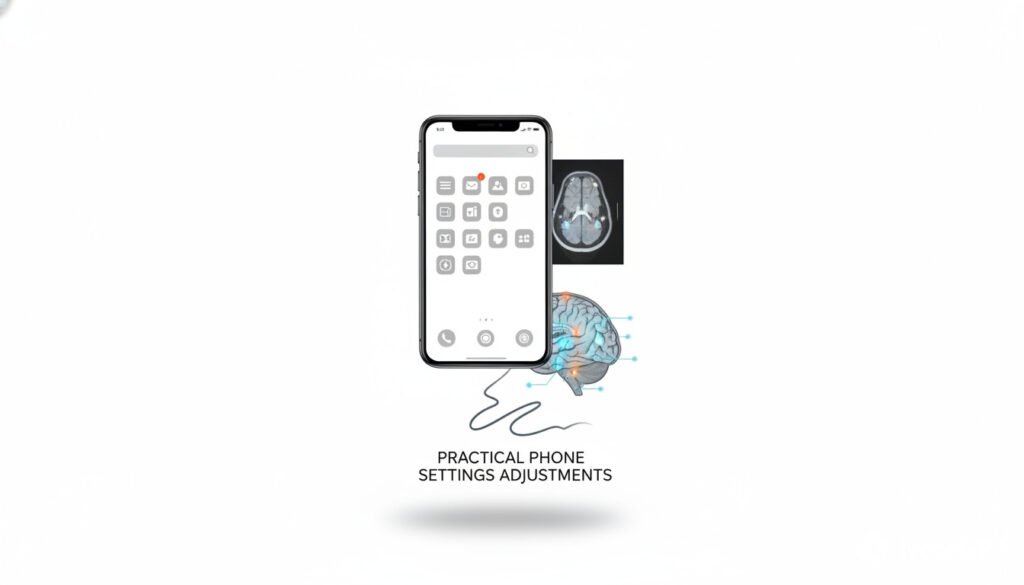 Digital detox—practical phone settings adjustments, including disabled notifications, social apps on the secondary screen, and grayscale mode to reduce compulsive screen appeal.