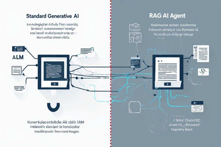 Rag ai agents with external knowledge retrieval compared to standard generative ai with static training cutoff