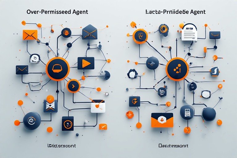 Ai agent security risk — over-permissioned versus least-privilege scoped access comparison