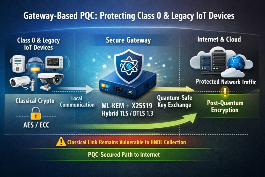 Post-Quantum Cryptography For Iot Devices: Solving The Constrained Hardware Challenge (2026) 3 Gateway-based pqc protecting class 0 & legacy iot devices